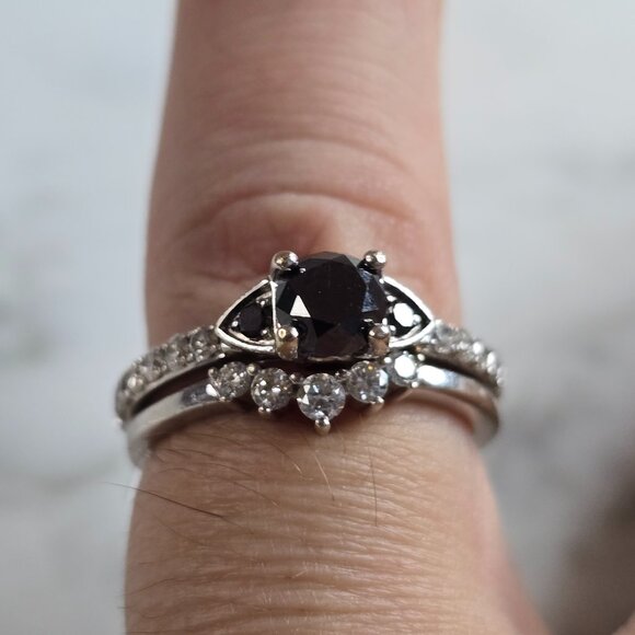 Womens Vintage Estate 14K White Gold Black Diamond Disney Ring, 5.6g E4426